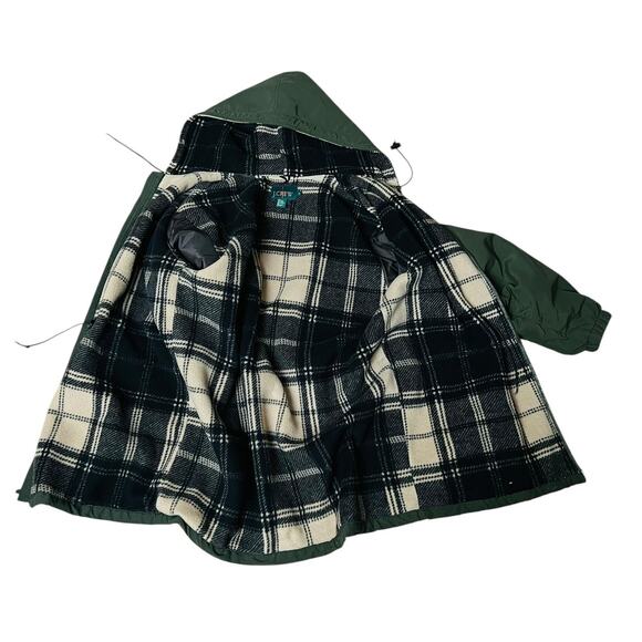 J.Crew Hoodie Coat Water Resistant Size M Flannel Fully Lined Zip Front Closure - Picture 8 of 11